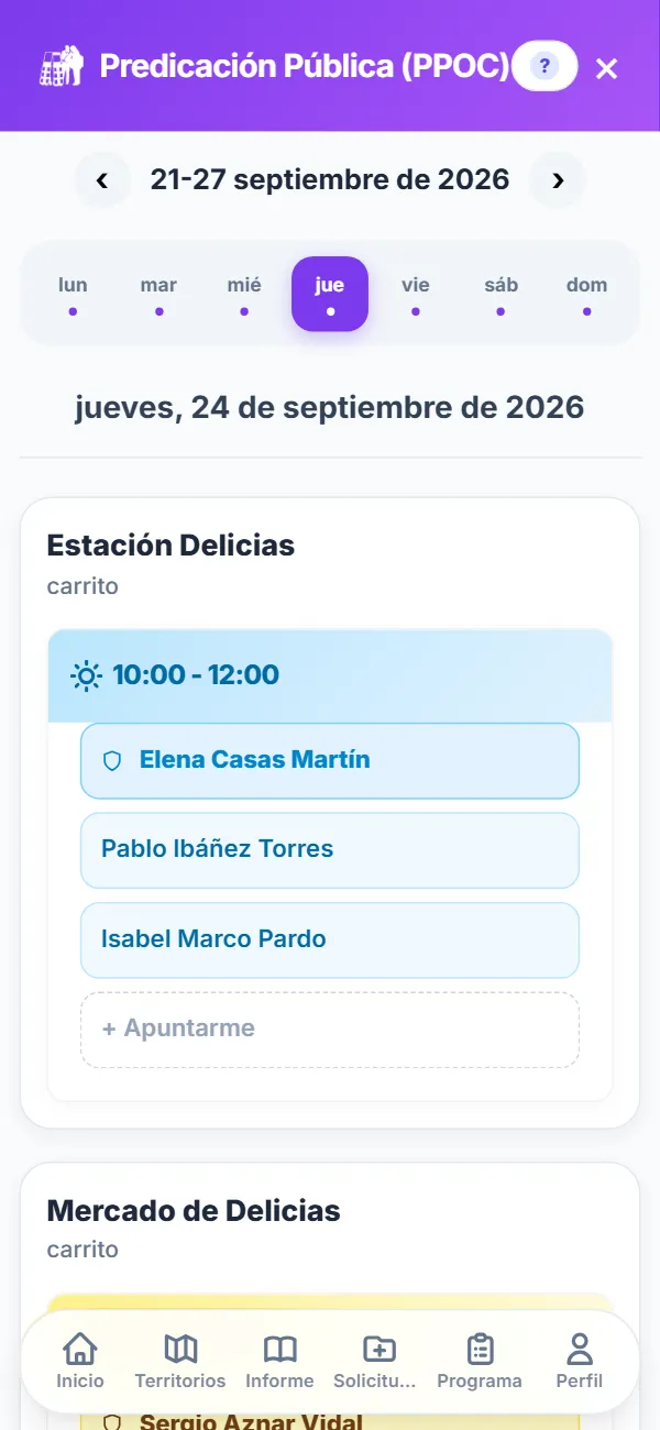Pantalla de Predicación pública en Mycongre